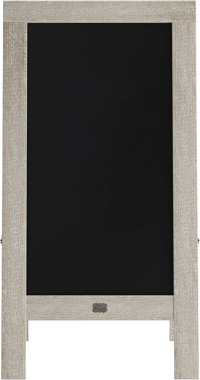 A Frame Chalkboard with Chalk Markers by HBCY Creations: 40x20 Solid Wood A-Frame Sign Lightwash Double-Sided Magentic Menu Board, Deluxe Set Includes 8 Chalk Markers, 10 Stencils, 2 Magnets