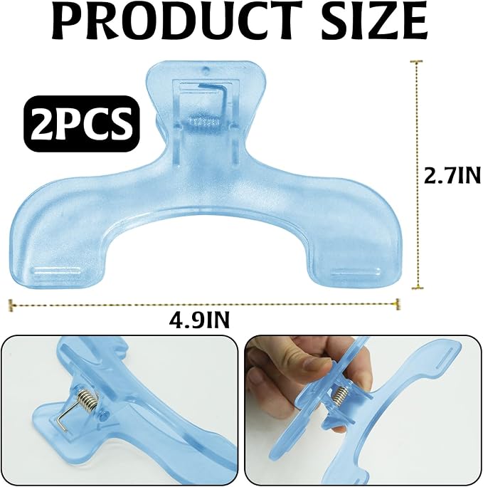 2Pcs Strong Book Clip Transparent Blue Book Page Holder Clips, Page Holders Book Reading Opener Accessories, Multifunctional Practical Book Clips Transparent Portable Reading Book Page Holders