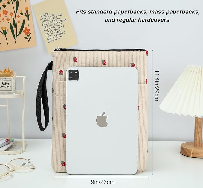 Book Sleeve, Book Covers for Paperbacks with Zipper, Book Lover Gifts