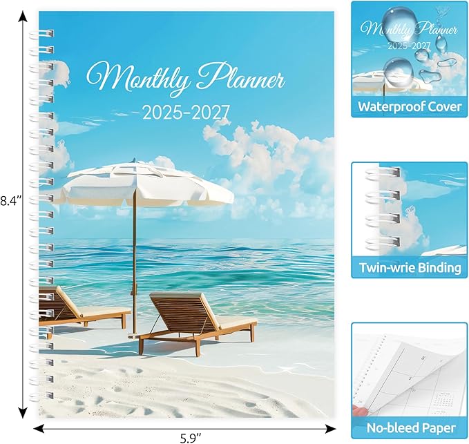 KONVINIT 2026-2027 Monthly Planner, 30 Months Calendar 2025 Planner - Runs From July 2025 Until December 2027-5.9'' x 8.4'' - Blue Monthly Planner 2025-2027 for Office Supplies