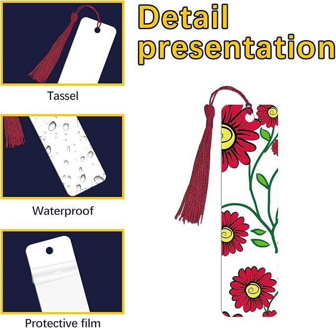 LIZOIDZSM 80 Pcs sublimation bookmarks，sublimation bookmark blank Aluminum Metal Bookmarks Bulk DIY Bookmarks with Hole and Colorful Tassels for Crafts Reading School Office Supplies, White