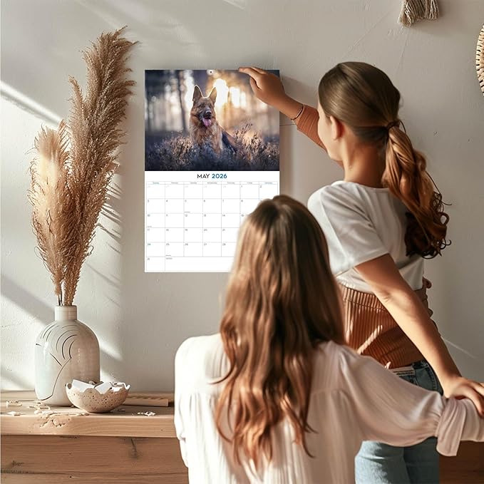 2025 2026 German Shepherd Calendar - Dog Breed Monthly Wall Calendar - 12" x 18" Open - Thick No-Bleed Paper - Giftable - Academic Teacher's Planner Calendar Organizing & Planning - Made in USA