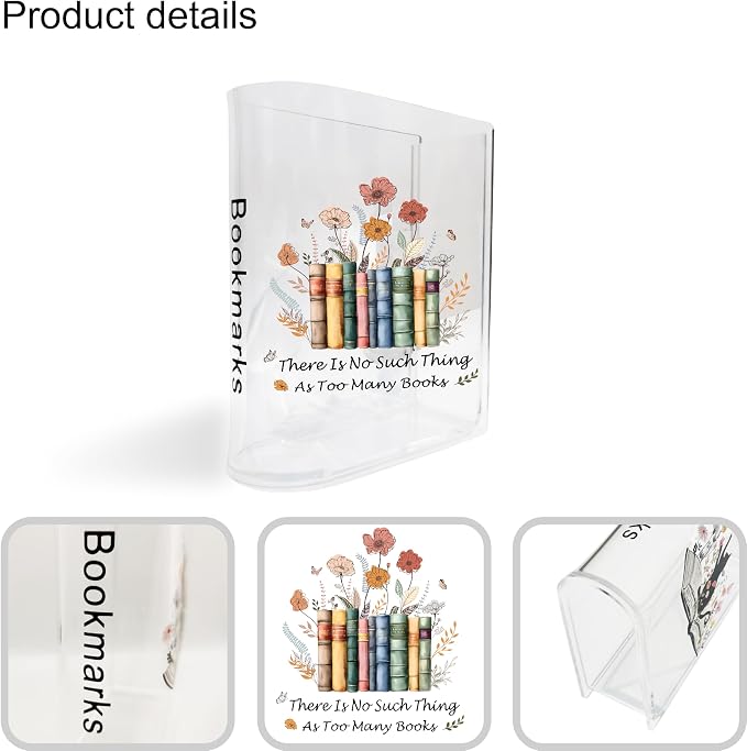 Bookmarks Holders Bookshelf Bookcase Decor, Home Office Desk Organizer Accessory, Book Marks Pencil Pen Holder, Friends Book Lover Gifts (Flower)