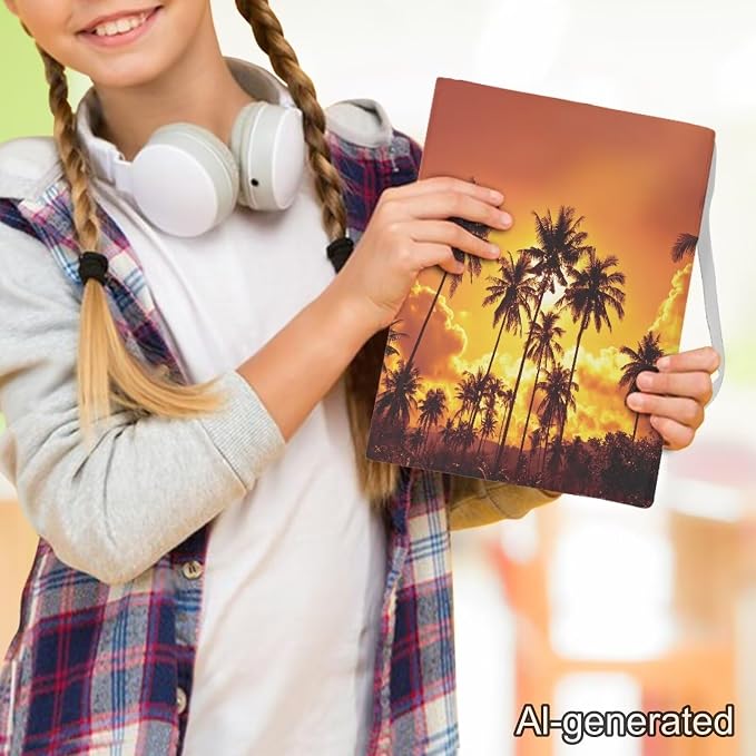Dreaweet Sunset Palm Tree Book Covers for Book Lovers Book Sleeve Stretchable Book Cover for Hardcover,Paperback Book Sox Book Sleeves 9" X 11" School Book Protector Pouch