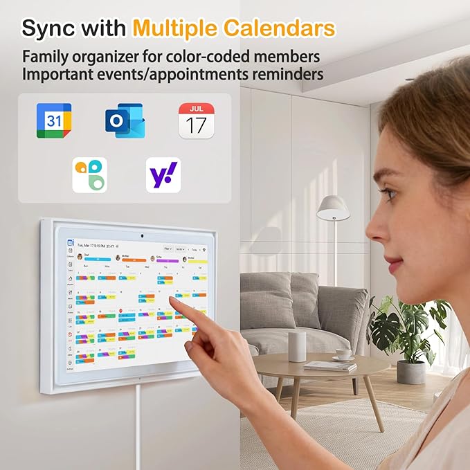 Digital Electric Calendar, 10.1" HD Wall Touch Screen calendars, Meal Planner, Family Duty Charts, to Do List, HD Smart home digital organizer, Interactive Electronic Calender, Built-in Digital Picture Frame Function