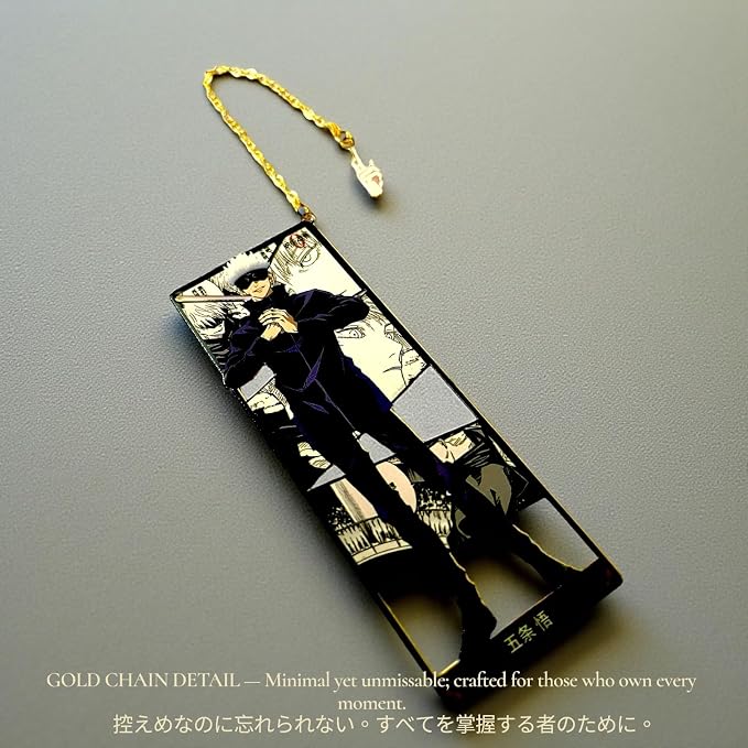 Anime Bookmark Gojo Satoru Metal Bookmark with Chain Japanese Style Manga Accessories Otaku Collectible Reading Gift Anime Gifts Gojo Gifts Book Lover Present Japanese Anime Merch (Sensei)