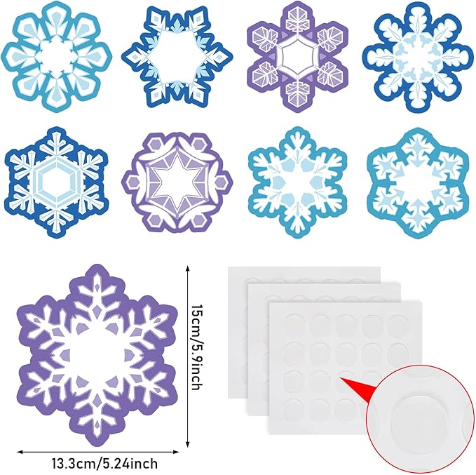 Faccito 90 Pieces Winter Cutout Decorations Snow Mix Cut Outs Christmas Snowflake Snowman Cutouts Mini Winter Bulletin Board for Classroom Christmas Party Holiday Decorations(Snowflake)