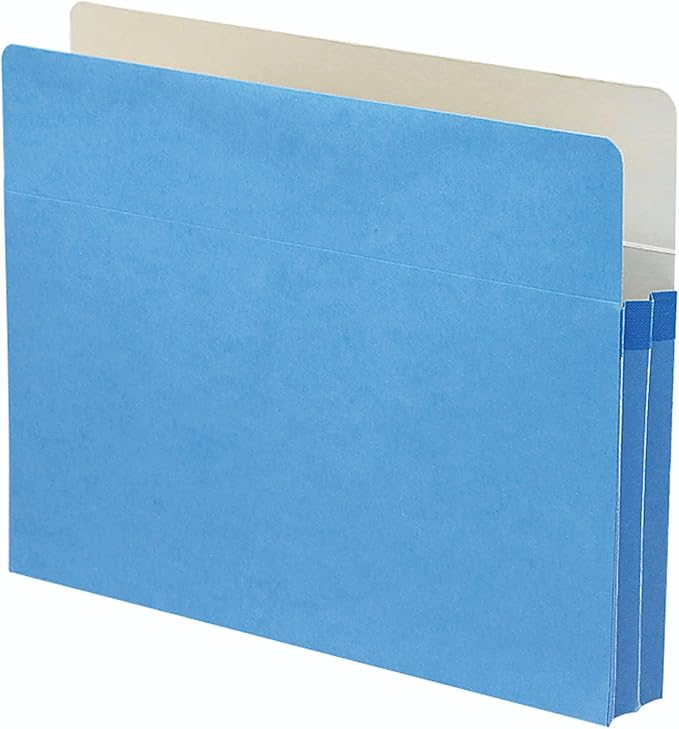 Smead File Pocket, Straight-Cut Tab, 1-3/4" Expansion, Letter Size, Blue, 50 per Box (73215)