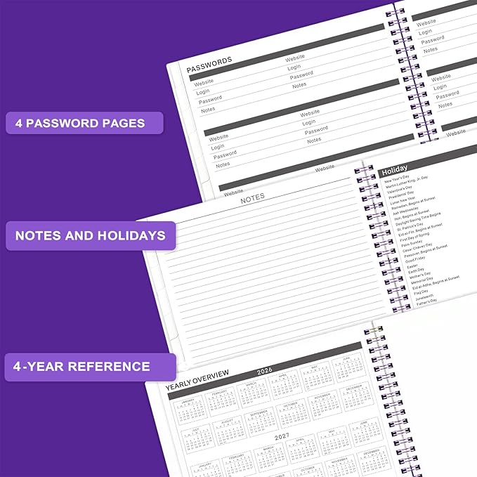 2026-2029 Monthly Planner/Calendar - JUL 2026 - JUN 2029, 3 Year Months Planner 2026-2029, 9'' x 11'', 2-Side Pocket, 36 Monthly Tabs, Purple