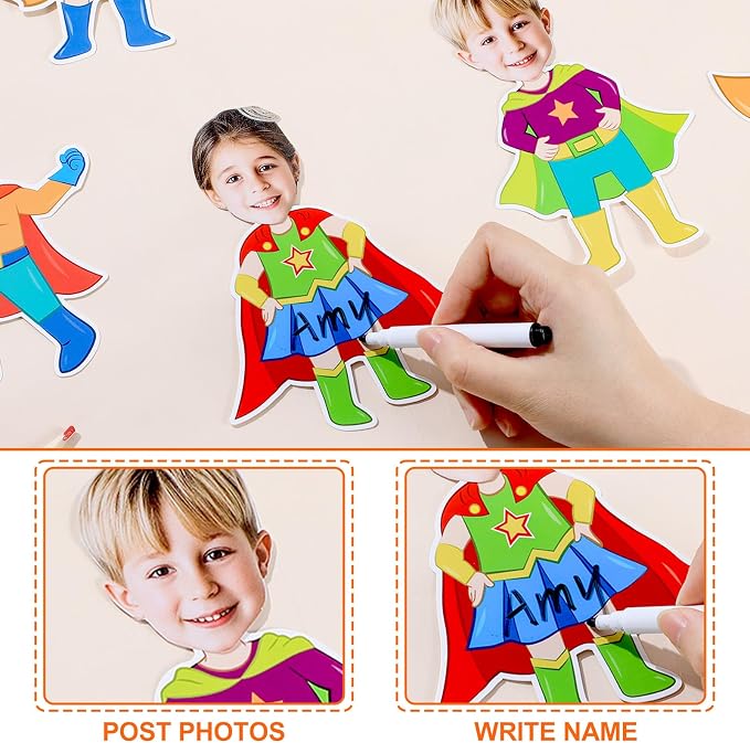 48Pcs Super Themed Cutouts Bulletin Board Decorations Hero Theme Paper Cut Outs DIY Photo Picture Craft for Kids Kindergarten Party Home Wall Back to School Classroom Birthday Supplies