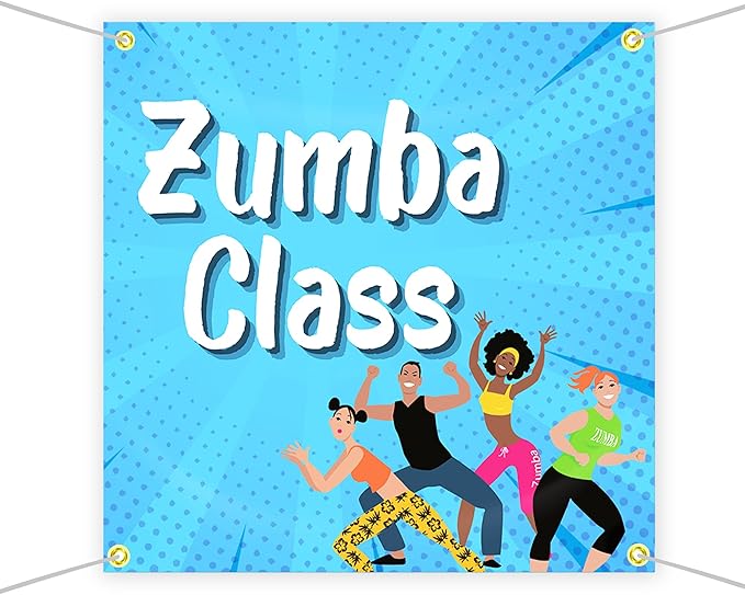 Zoomba Class Large Banners and Signs for Outdoor by Mavis Printing-Polyester Banner with 4 Holes for Easy Hang Indoor & Outdoor|4x1 Feet HD Print Sign| Made in USA