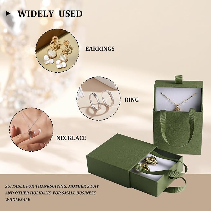 40 pcs paper boxes 9 x 9 x 3.5 cm, green luxury gift storage, jewelry gift storage box for earrings necklaces bracelets rings