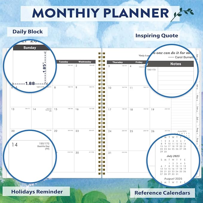 Monthly Planner 2025-2027 - 2 Year Planner 2025-2027, Jul. 2025 - Jun. 2027, 9'' x 11'' Planners 2025-2026 with Coated Tabs, Inner Pocket