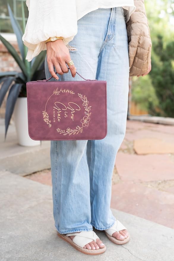 Bible Cover Case for Women - Minimalist Design Debossed Bible Case, Large Bible Covers for Women – Bible Accessories (BurgundyGold)