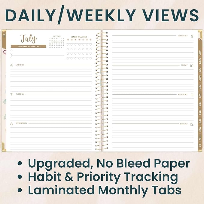 bloom daily planners HARDCOVER Planner 2026-2027 (8.5" x 11") Academic Year (July 2026 - July 2027) - 13 Months Task Goal Planner for Women - Monthly & Weekly Agenda Book - Bows