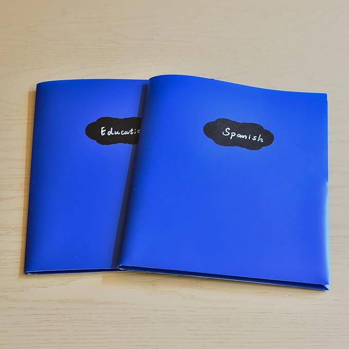 Youngever 6 Pack Heavy Duty Plastic Two Pocket Folders, Heavy Duty Plastic 2 Pocket Folder (Dark Blue)