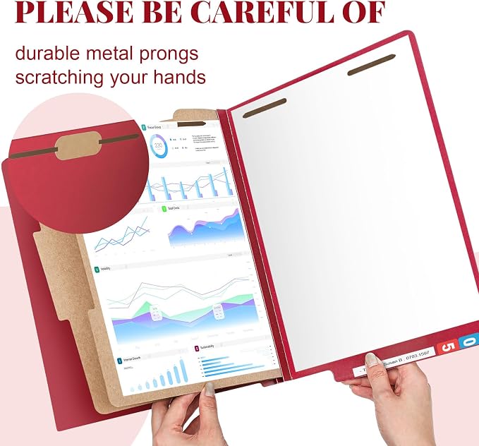 24 Pcs Classification Folders Letter Size, 2 Dividers Pressboard File Folder Bulk with Fasteners, Expanding File Organizer for Teachers, Clergy, Office, Church Christmas Donations(Dark Red)