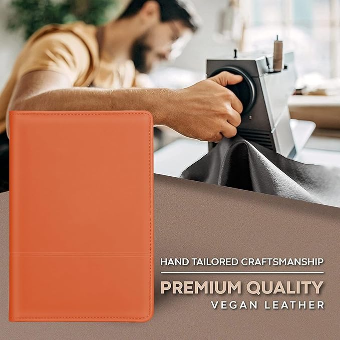 Padfolio/Portfolio Binder, Mini Padfolio Portfolio Binder 5 x 8 Legal Writing Pad, A5 Document Organizer Folder for Men Women, Orange