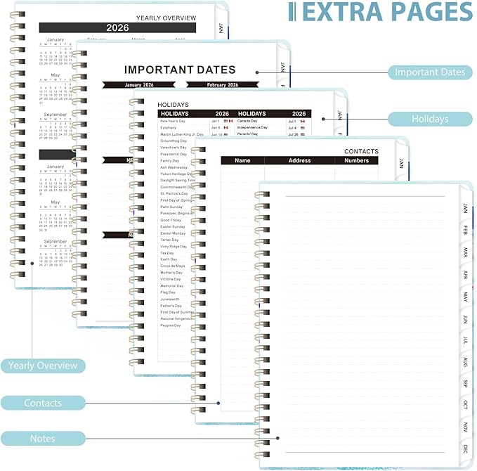 2026 Planner, Weekly and Monthly Calendar Planner Agenda, Jan 2026 - Dec 2026, Planning Academic Book, Office Desk Accessories and School Supplies - A5 (6.3'' x 8.5'')