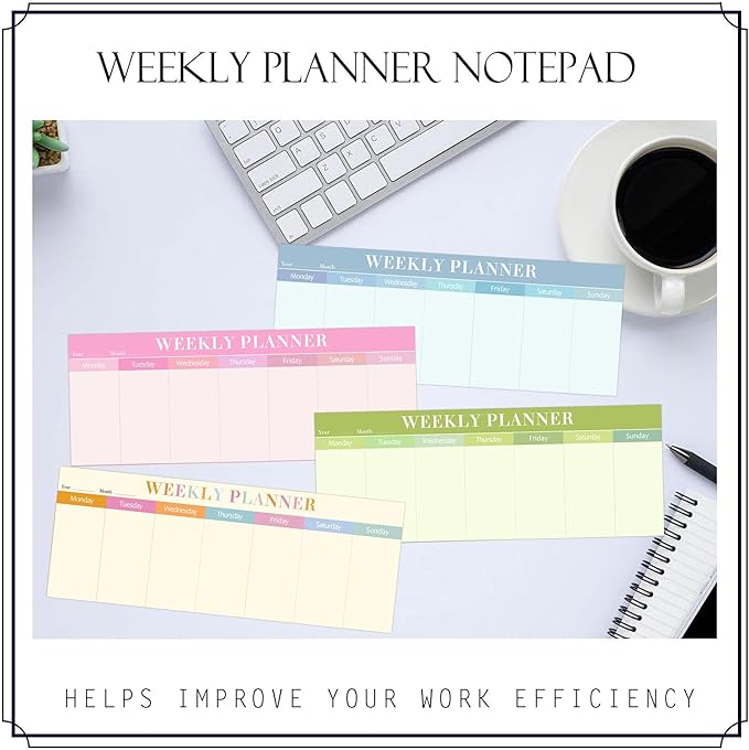 120 Sheets Weekly Planner Notepad Weekly Calendar Pad 3.8x10 Inch-Colorful Weekly to Do List Notepad Desk Schedule for Student Planner