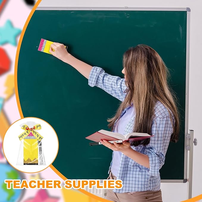 2 Set Back to School for Teachers Gift Glitter Pencil Whiteboard Eraser with Marker Preschool Kindergarten End of Year Gifts Teacher Appreciation Presents for Office School Supplies(2 Set)