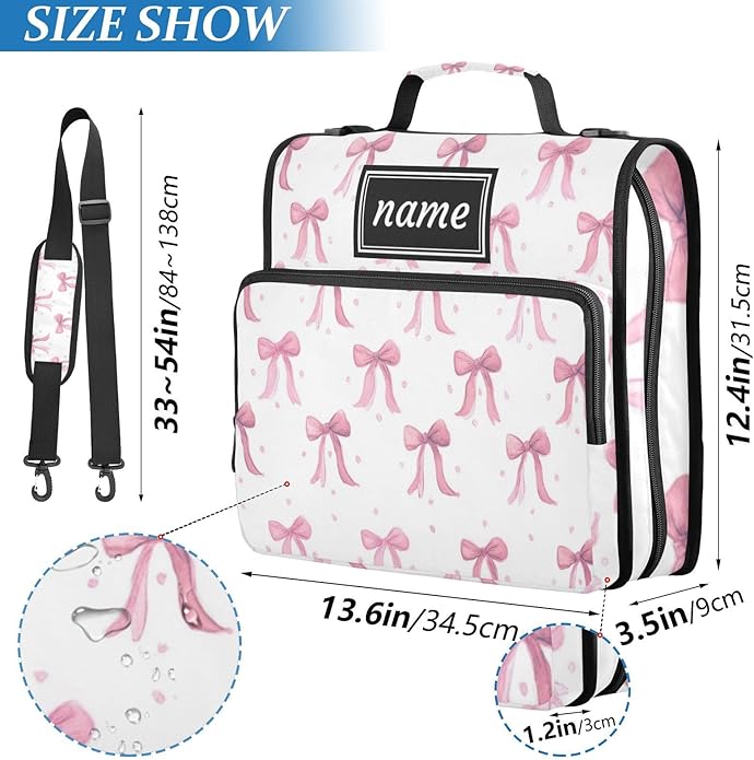 Kcldeci Zipper Binder Organizer 1.5inch 3 ring binder Bag for School and Office Expanding File Folder