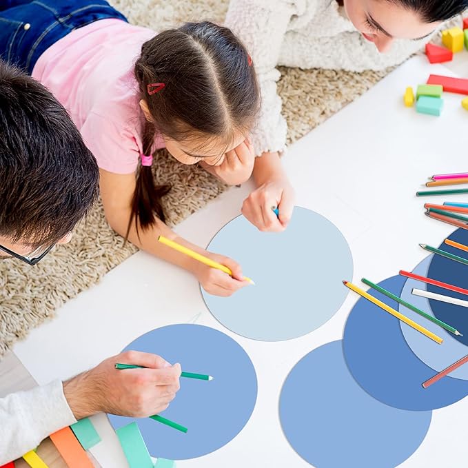 Lincia 24 Pack Colorful Erase Dots Circles 10.5 Inch Removable Vinyl Spot Dry Erase Desktop Writing Spots Set for 100th Day of School Classroom Table Teacher Students Home Desk Wall (Blue Colors)