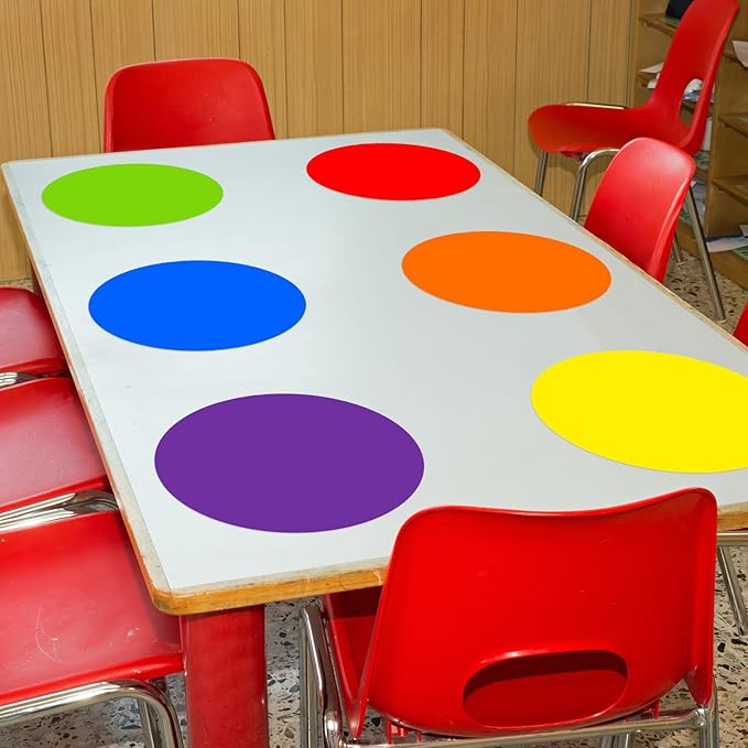 Ireer 12 Pcs 13 '' Dry Erase Dots for Classroom Table Classroom Decor Boho Colorful Stickers for Whiteboard Wall Decor Removable Dry Erase Circles for School Teacher Supplies(Classic,Rainbow Color)