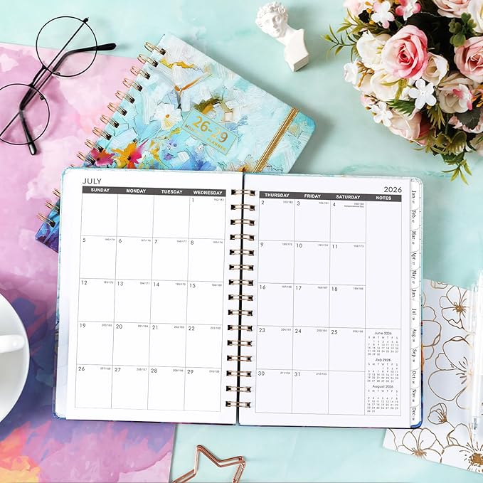 2026-2029 Monthly Planner/Calendar - 3 Year Monthly Planner 2026-2029, July 2026 - June 2029, 6.3" x 8.4", 36 Monthly Planner with Tabs, 29 Notes Pages, Hardcover, Inner Pocket - Oil Painting