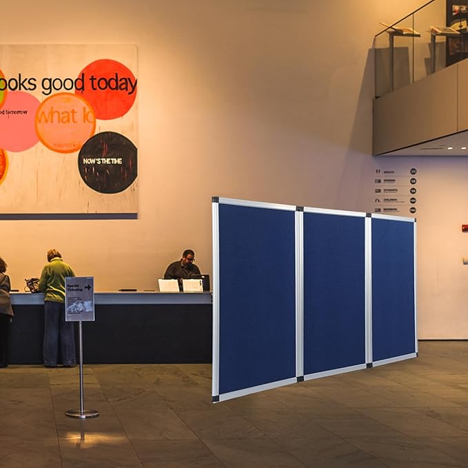 Sherr 3 Panel Trade Show Presentation Board, 72 x 35.3 inches Tri Fold Display Board, Single Sided Tabletop Display, Folding Panel for Trade Show Table Top (Blue)
