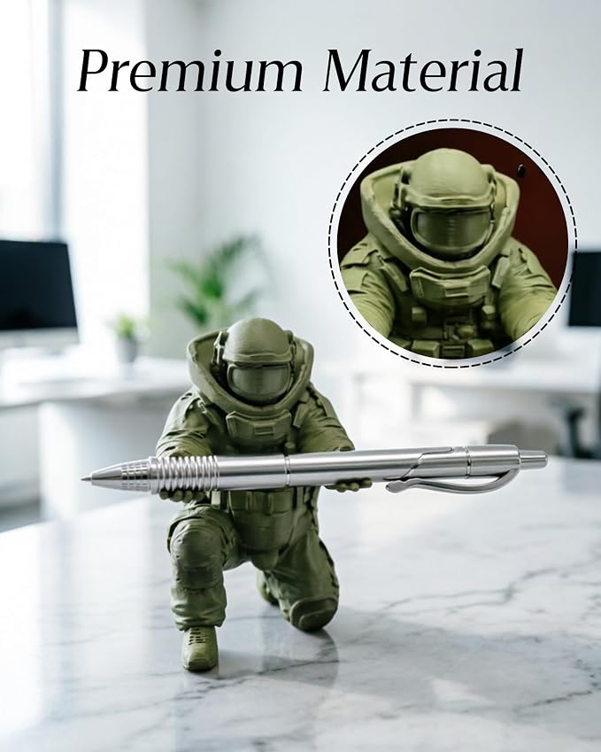 Tactical Soldier Pen Holder, 3D Printed Single Pencil Holder Statue, Cool Desk Organizer & Office Decor for Men, Birthday, Father's Day, Christmas