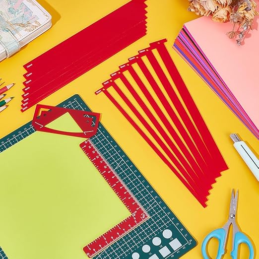 UNICRAFTALE 1 Set 17Pcs Flexible Acrylic Book Binding Ruler Set Book Binding Package Red Bookbinding Easy Scrapbooking Tool T-Shaped Rulers for Bookbinding Scrapbooking Handmade Tools Supplies