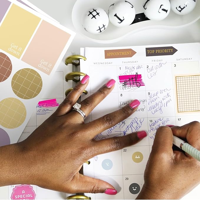 Ctosree 24 Sheets Functional Planner Stickers with Elbow Tweezer Mixed Metallic Functional and Elegant Stickers for Planners Notebooks Budgeting (Neutral Color)