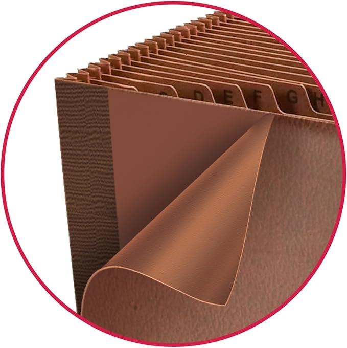 Smead TUFF Expanding File 21 Pockets, Alphabetic (A-Z), Flap and Cord Closure, Letter Size, Redrope (70318)