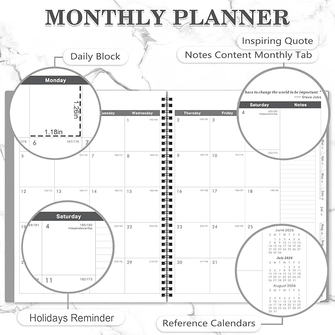 Monthly Planner 2026-2028 - 24 Months Planner 2026-2027, July 2026 to June 2028, 9 x 11 Inch, Monthly Calendar With Tabs, Ample Writing Blocks, Good for School