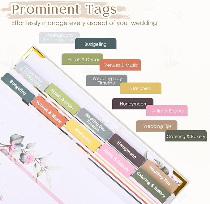 Wedding Planner Book and Organizer-196 Pages Bridal Wedding Planning Book with Sticker Checklists and Calendars for Bride To Be, Unique Engagement Gifts for Newly Engaged Couples