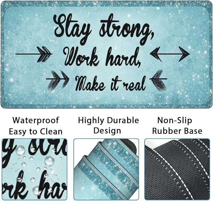 AQQA Desk Mat Desk Pad,5in1 XXL Mousepad + Keyboard Wrist Rest+Mouse Wrist Rest+Coaster Set with Ergonomic Desk Pad for Home Office Desk Accessories Decor Supplies,Stay Positive