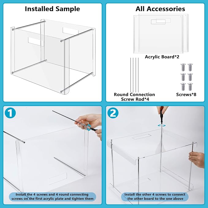 Dispowreath 24 Hanging File Folder with Acrylic Organizer for Letter/a4 Size Desktop Clear File Storage Box with Handles for Home Work Office Use(White,Classic)