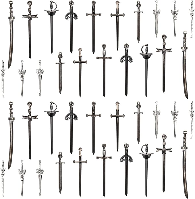 Windspeed Sword Bookmark 40 Pcs Black Antique Swords Bookmark for Men Ideal Gift for Book Lovers DIY Craft Supplies