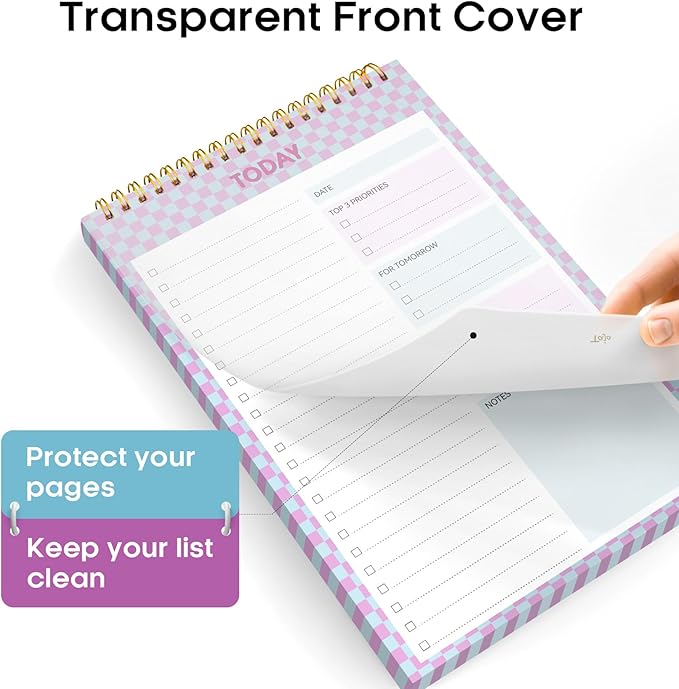 Taja 6 Pack of To Do List Notepad - To Do List Notebook for Work with 52 Sheets, 9.8" x 6.5", Undated Daily Planner Perfect for Daily Tasks and Goal Setting, Notepad Suitable for Office, Home & School - Lavender Checkered