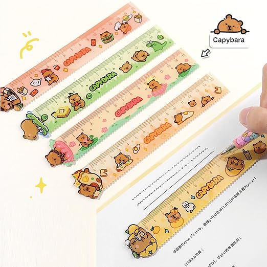5 Pcs Cute Cartoon Rulers 15cm Straight Ruler Acrylic Capybara Cartoon Small Rulers Centimeter Measuring Ruler Journal Ruler Women Girls Boys (Capybara)