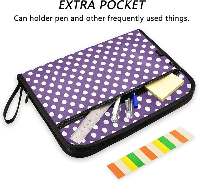 ALAZA Polka Dot Hipster Funny 13 Pocket Expanding File Folder with Labels, Accordion File Folder File Organizer Letter A4 Paper for Office School Student