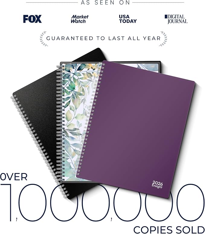 Ensight 2026 Appointment Book and Planner 8.5" x 11" Large Hourly Weekly Daily Schedule Book with Tabs, 15 Minute Time Slots, Purple Calendar Organizer Jan 2026–Dec 2026 Appointment Planner - Purple