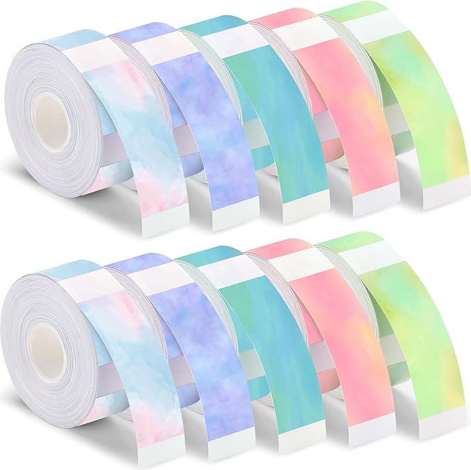 Gersoniel 1600 Pcs Label Tapes Compatible with D30 Label Printer Laminated Labeling Stickers Thermal Labels for Home Office(Watercolor,15 x 40 mm)