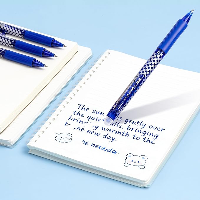 M&G Erasable Pens, 6Pcs Medium Point 0.7mm Blue Ink Eraserable Gel Pens for School, Journaling, & Office Writing Crossword Puzzles