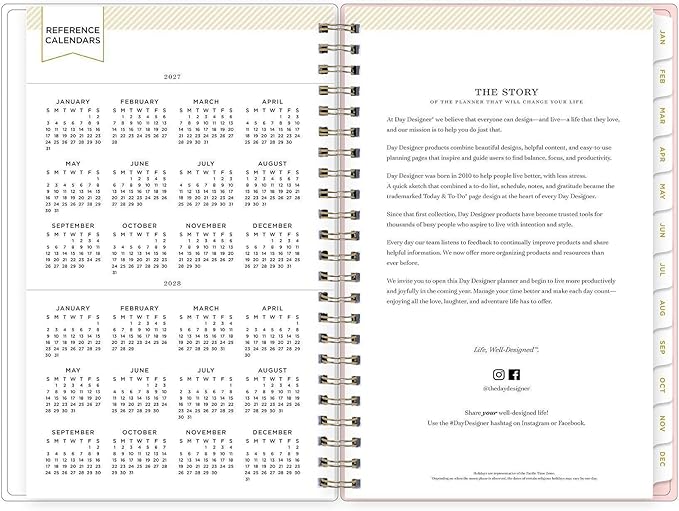 Blue Sky Day Designer 2027 Weekly and Monthly Planner Calendar, January 2027 - December 2027, 5" x 8", Clear Pocket Cover, Durable Twin Wire Binding, Storage Pocket, Includes Stickers, Coming Up Roses