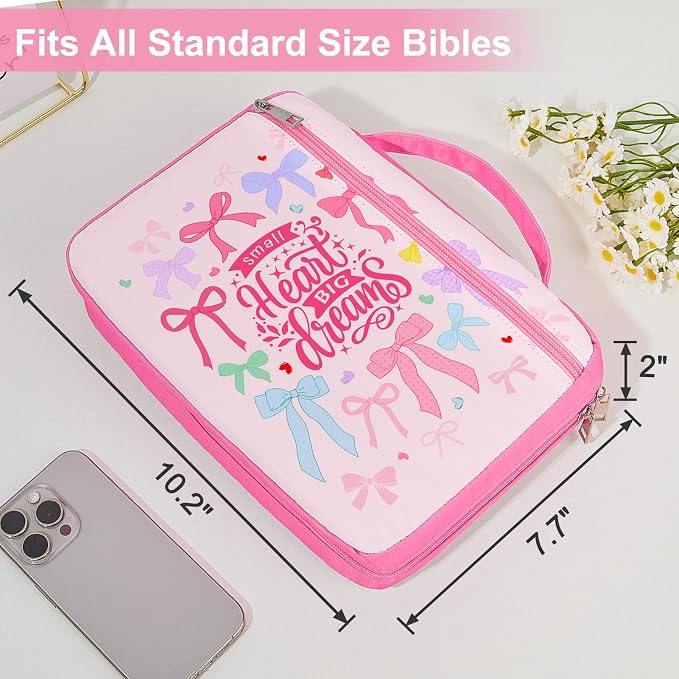 ICOSY Bible Cover Case for Women Girls Kids Bible Bag Case with Handle Kids Girls Bible Study Accessories Supplies