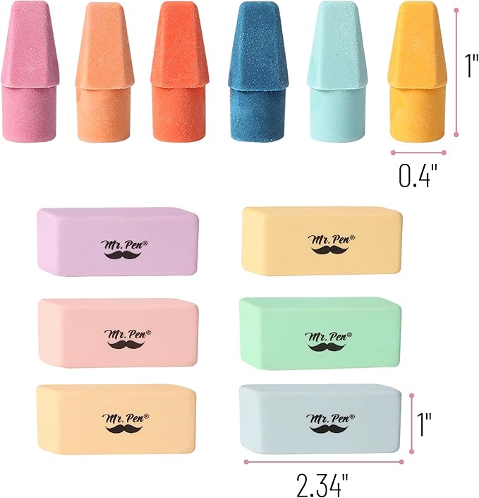 Mr. Pen- School Eraser Combination Set, 66 Pack, Colorful, Latex Free Erasers for School, Office, Art Sketching, Homework, Exams, Clean Smudge-Free Correction