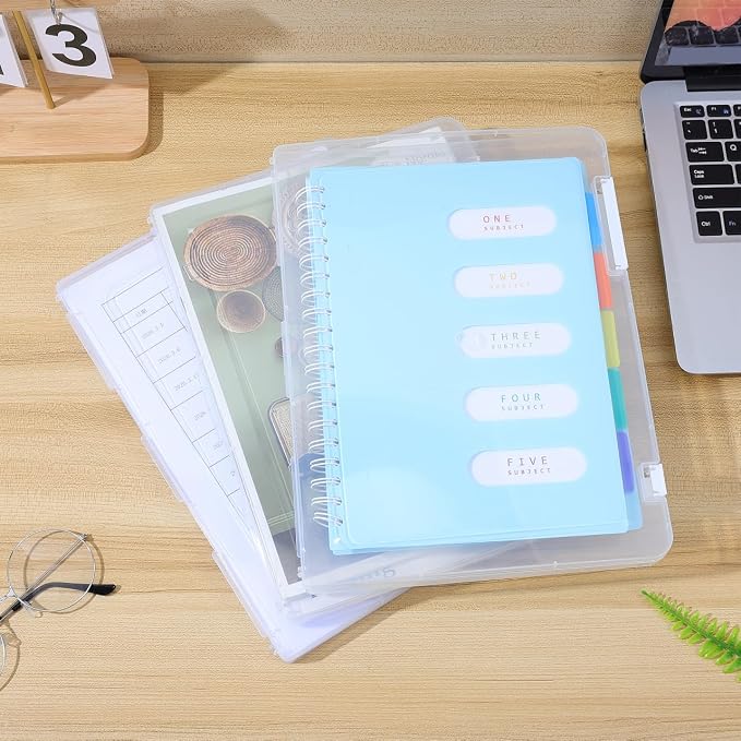 Veemoon 6 Pcs Document Holder A4 Clear File Storage Box, Transparent Plastic Organizer Lid, Office School Home Paperwork Desk Management