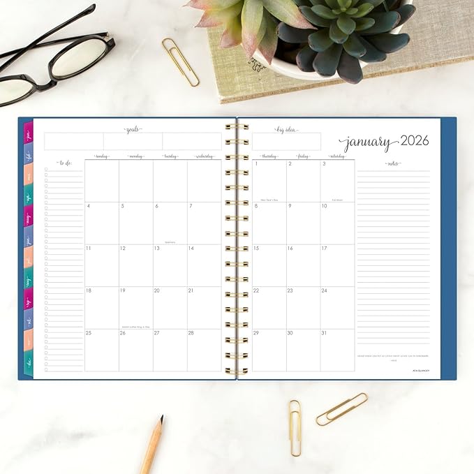 AT-A-GLANCE 2025 Planner, Weekly & Monthly, 7" x 8-3/4", Medium, Harmony, Denim (1099-805-20-25)